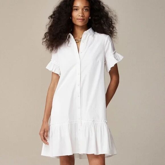 J Crew Amelia Shirtdress in Cotton Poplin White size L‎ NWT in packaging - Picture 2 of 7